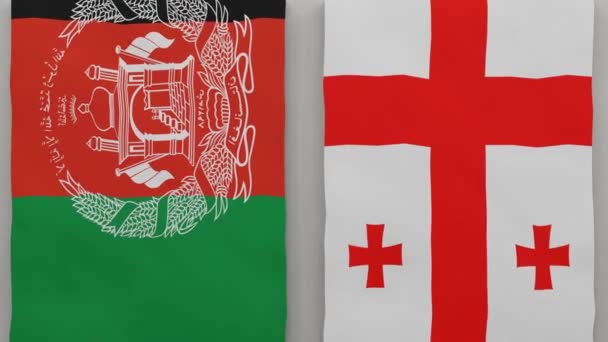 阿富汗和格鲁吉亚在棋盘上 国家间政治关系的概念 3D动画 — 图库视频影像