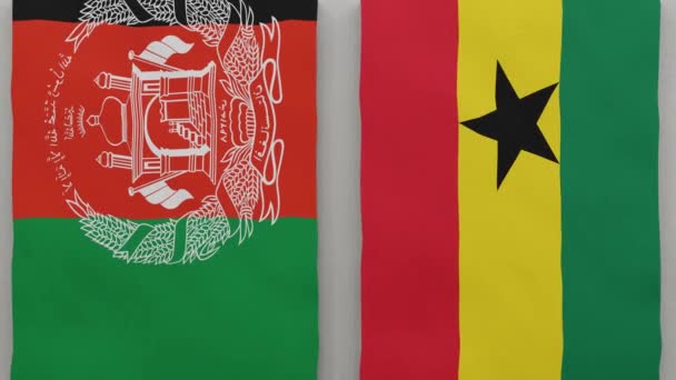 阿富汗和加纳在棋盘上 国家间政治关系的概念 3D动画 — 图库视频影像