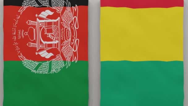 阿富汗和几内亚在棋盘上 国家间政治关系的概念 3D动画 — 图库视频影像