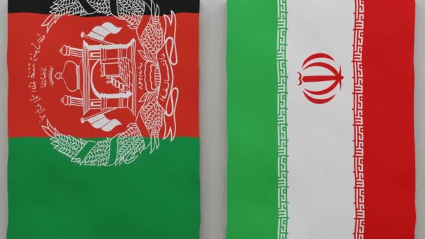 阿富汗和伊朗在棋盘上 国家间政治关系的概念 3D动画 — 图库视频影像