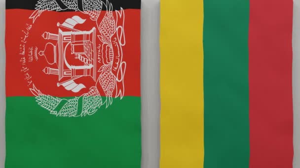 阿富汗和立陶宛在棋盘上 国家间政治关系的概念 3D动画 — 图库视频影像