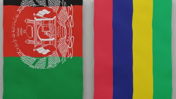 阿富汗和毛里求斯在棋盘上 国家间政治关系的概念 3D动画 — 图库视频影像