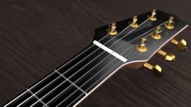 Tellerin arasındaki gitarda Delaware bayrağı olan Bitcoin. 3 Boyutlu Canlandırma