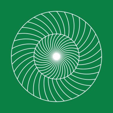 Dönen daire. Dönme efektli dairesel geometrik desen. Renk arkaplanı üzerinde çizgiler olan optik sembol.