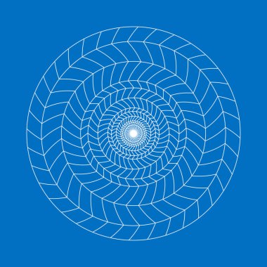 Dönen daire. Dönme efektli dairesel geometrik desen. Renk arkaplanı üzerinde çizgiler olan optik sembol.