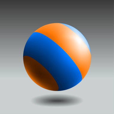 Gerçekçi ışık ve gölgeyle çizgili renkli küre. Soyut 3B vektör nesnesi.