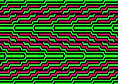 Altıgen elementlerinin gelecekteki teknolojik geçmişi. Renkli çizgili, pürüzsüz desen. Parlak ve renkli modern vektör dokusu. İşlem sanatı.