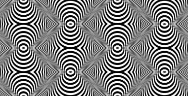 Hipnotik trans dokusu olan kusursuz bir model. Soyut siyah beyaz çizgili arka plan. Op art monokrom soyutlaması. Psikedelik seyahat sanatı.