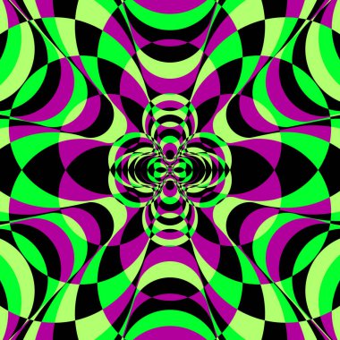 soyut renkli hipnotik simetrik desen süslemeli kaleydoskop hareketli geometrik çember şekilleri