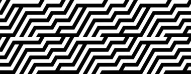 Altıgen elementlerinin gelecekteki teknolojik geçmişi. Siyah beyaz çizgili, pürüzsüz desen. Optik sanat, optik illüzyon. Vektör dokusu.