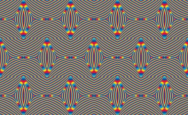 Color seamless pattern with hypnotic trance texture. Abstract multicolored striped background. Op art unique bright abstraction. Psychedelic trippy art. clipart