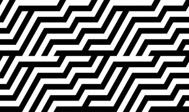 Altıgen elementlerinin gelecekteki teknolojik geçmişi. Siyah beyaz çizgili, pürüzsüz desen. Optik sanat, optik illüzyon. Vektör dokusu.