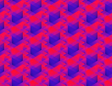 Isometric seamless pattern, color gradient abstraction. Geometric tiles with cubes. Abstract multicolored backdrop for web, wallpaper, fabric, wrapping, paper, print.