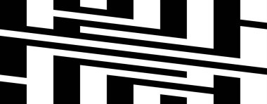 Çizgili siyah beyaz düz çizgileri ve çapraz eğimli çizgileri olan kusursuz bir desen. Optik illüzyon etkisi. Geometrik operasyon sanatı. Kumaş, tekstil, baskı ve ağ için vektör yanıltıcı arkaplan. 