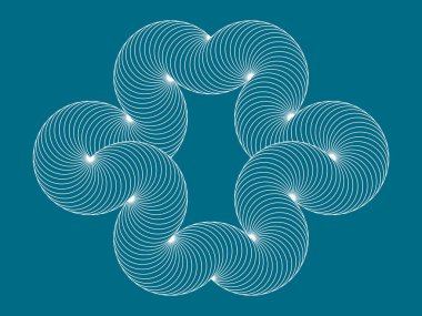 Çemberlerin sonsuzluk sembolü. Renk arkaplanı üzerinde okşanmış satırlar ile imkansız şekil.