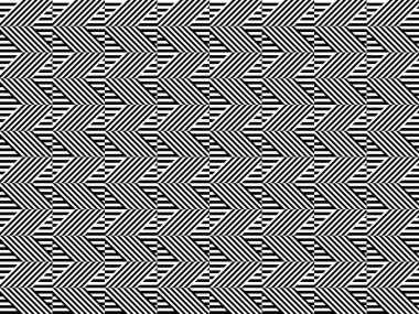Çizgili siyah beyaz düz çizgileri ve çapraz eğimli çizgileri olan kusursuz bir desen. Optik illüzyon etkisi. Geometrik operasyon sanatı. Kumaş, tekstil, baskı ve ağ için vektör yanıltıcı arkaplan.