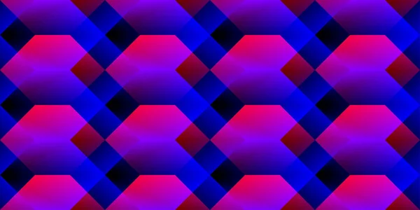 矢量无缝图案与彩色六边形和菱形 几何背景 色彩艳丽的梯度多边形 未来主义技术质感 — 图库矢量图片
