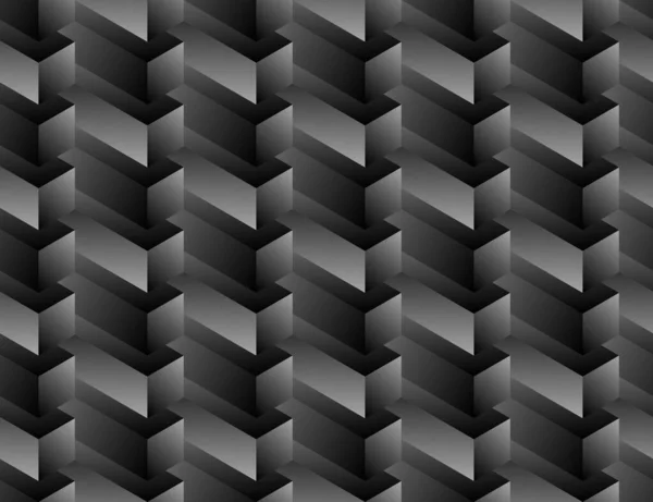 Isometric Seamless Pattern Volume Realistic Texture Black White Background Geometric — Stock Vector