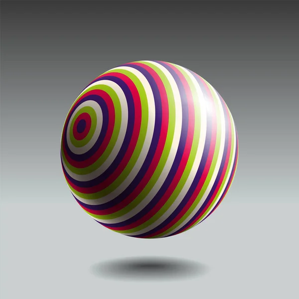 Couleur Sphère Rayée Avec Lumière Réaliste Ombre Objet Vectoriel Abstrait — Image vectorielle