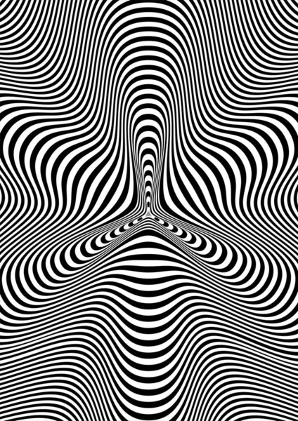 Abstract Hypnotic Pattern Black White Striped Lines Psychedelic Background Art — Stok Vektör