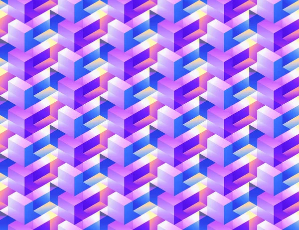 Isometric Seamless Pattern Color Gradient Abstraction Geometric Tiles Cubes Abstract — 图库矢量图片