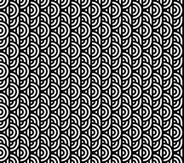 Απρόσκοπτη Μοτίβο Κύκλους Και Ριγέ Μαύρο Άσπρο Ευθείες Γραμμές Οπτικό — Διανυσματικό Αρχείο