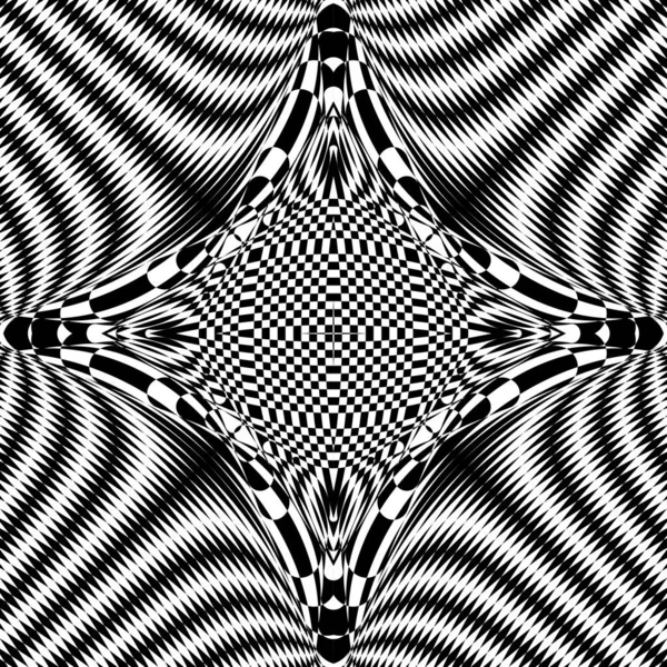 Bezproblémový Vzor Hypnotickou Texturou Tranzu Černobílé Skvrnité Pozadí Abstrakce Monochromatického — Stockový vektor