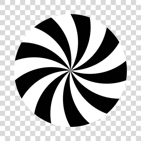 回転円をめくる 回転の移動効果を持つ円形の幾何学的パターン ストライプラインと黒と白の光シンボル — ストックベクタ