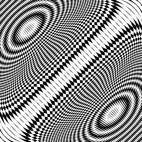 Moire Effect Black White Geometric Pattern Psychedelic Wave Art Optical — Stock Vector