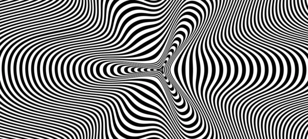 Abstract Hypnotic Pattern Black White Striped Lines Psychedelic Background Art — Stockvector