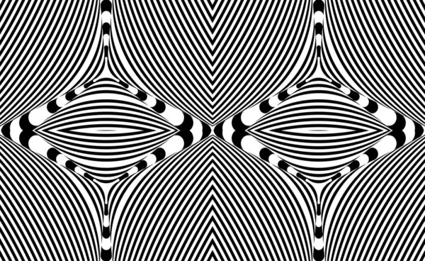 Seamless Pattern Hypnotic Trance Texture Abstract Black White Striped Background — 图库矢量图片