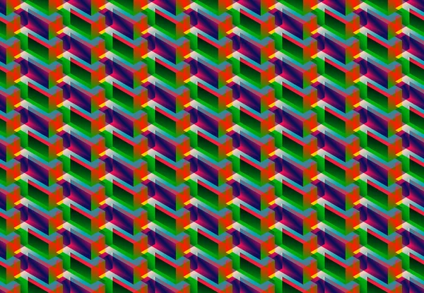 Isometric Seamless Pattern Color Gradient Abstraction Geometric Tiles Cubes Abstract —  Vetores de Stock