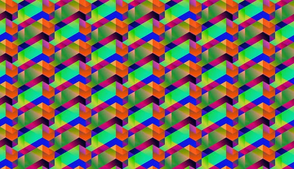 Isometric Seamless Pattern Color Gradient Abstraction Geometric Tiles Cubes Abstract — ストックベクタ
