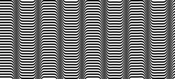 Siyah Beyaz Çizgili Pürüzsüz Desen Soyut Dalga Çizgisi Sanatı Optik — Stok Vektör