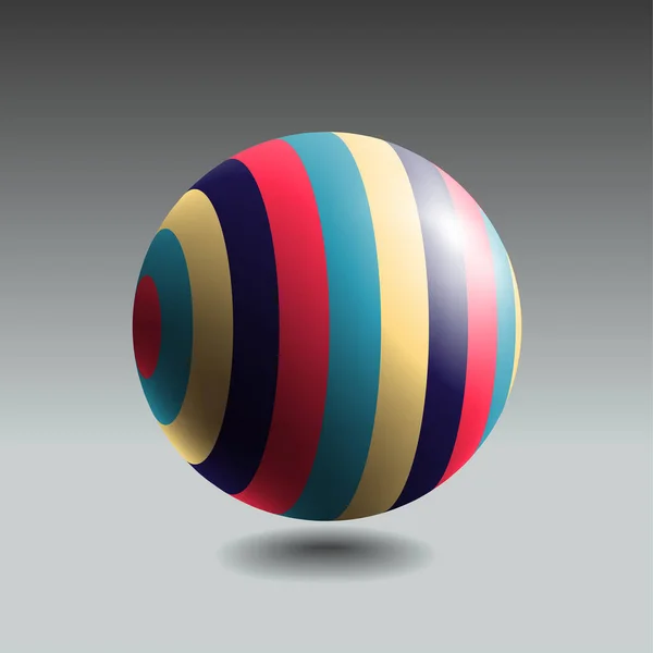 Esfera Rayas Color Con Luz Sombra Realistas Objeto Vectorial Abstracto — Archivo Imágenes Vectoriales
