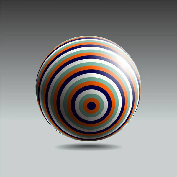 Esfera Rayas Color Con Luz Sombra Realistas Objeto Vectorial Abstracto — Archivo Imágenes Vectoriales