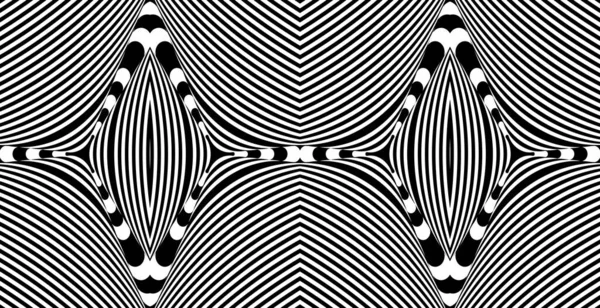 Seamless Pattern Hypnotic Trance Texture Abstract Black White Striped Background — Stock Vector