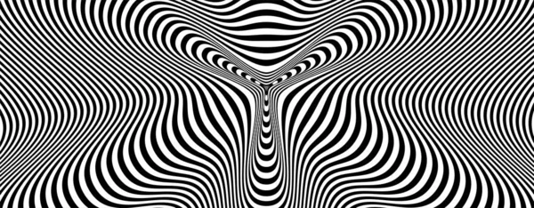 Abstract Hypnotic Pattern Black White Striped Lines Psychedelic Background Art — Vettoriale Stock