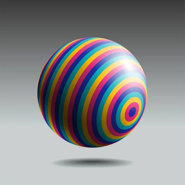 Sfera Strisce Colore Con Luce Ombra Realistiche Oggetto Astratto Vettoriale — Vettoriale Stock