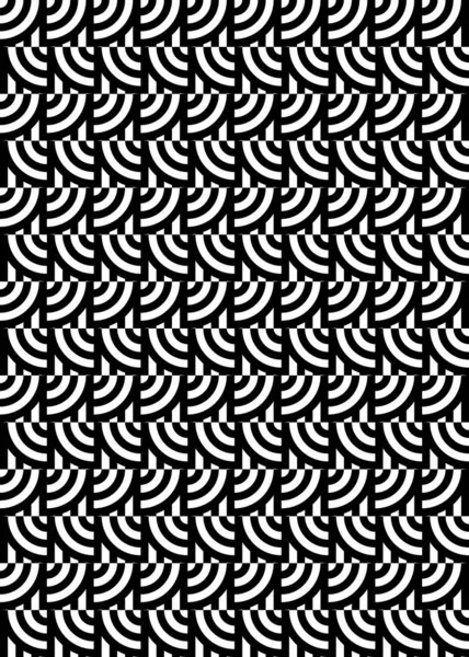 Seamless Pattern Circles Striped Black White Straight Lines Optical Illusion — Stock Vector