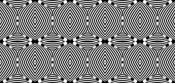 Seamless Pattern Hypnotic Trance Texture Abstract Black White Striped Background — Stock Vector