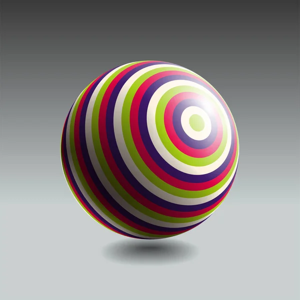 Sfera Strisce Colore Con Luce Ombra Realistiche Oggetto Astratto Vettoriale — Vettoriale Stock