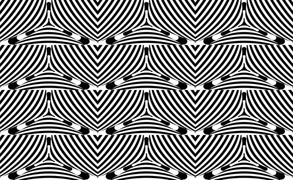 Seamless Pattern Hypnotic Trance Texture Abstract Black White Striped Background — Stock Vector