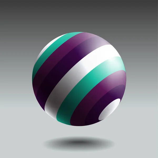 Esfera Rayas Color Con Luz Sombra Realistas Objeto Vectorial Abstracto — Vector de stock