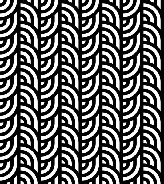 Бесшовный Узор Кругами Полосатыми Черно Белыми Прямыми Линиями Эффект Оптической — стоковый вектор