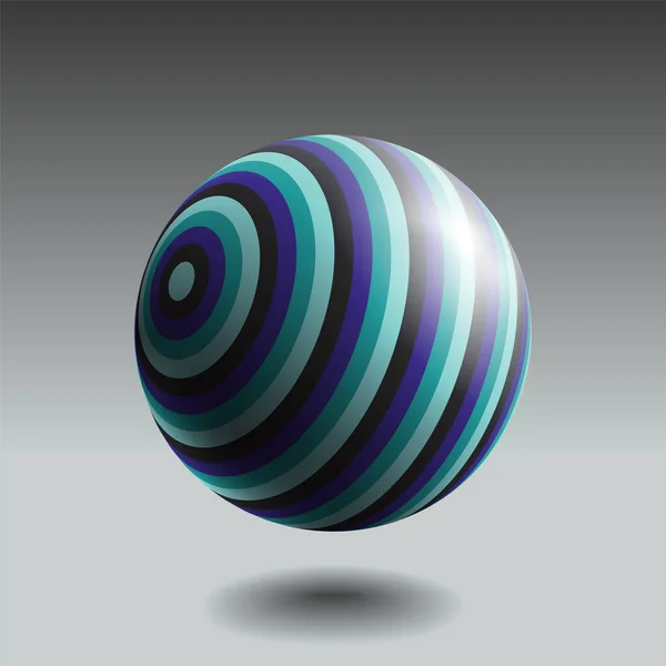 Цветная Полосатая Сфера Реалистичным Светом Тенью Абстрактный Трехмерный Векторный Объект — стоковый вектор