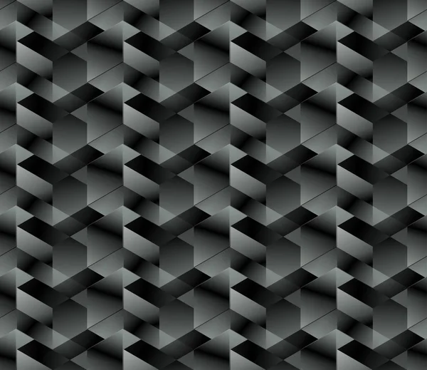 Isometric Seamless Pattern Volume Realistic Texture Black White Gradient Background — Stockvector