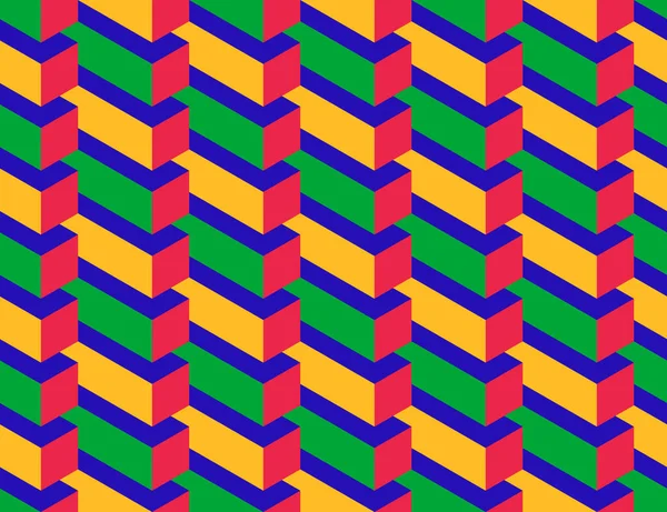 Isometric Seamless Pattern Volume Realistic Texture Color Background Geometric Tiles — стоковый вектор