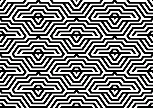 Futuristic Technologic Background Elements Hexagon Black White Striped Seamless Pattern — стоковый вектор