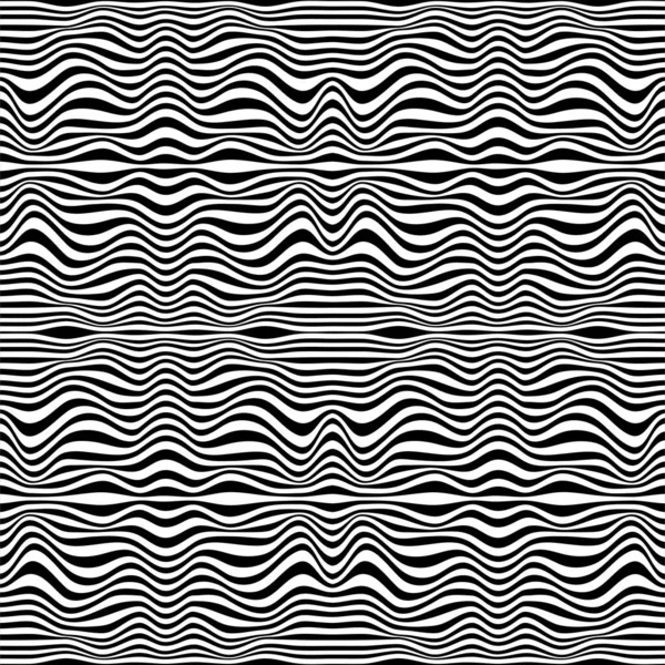 Черно Белый Полосатый Бесшовный Рисунок Абстрактное Волновое Искусство Искусство Оптическая Стоковый вектор